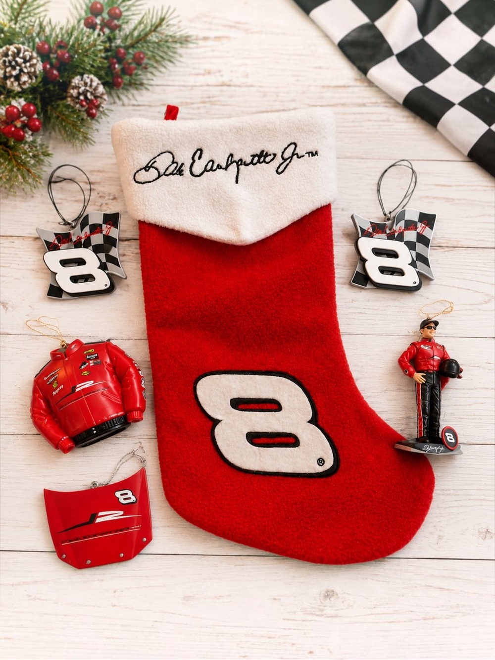Vintage Dale Earnhardt Jr #8 NASCAR Christmas Stocking Ornaments Lot 2004 2005